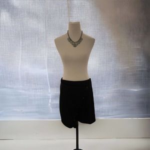 Torrid Skirt Size 0 (12) Black Stretch Waist Buttons Down Front A Symmetrical